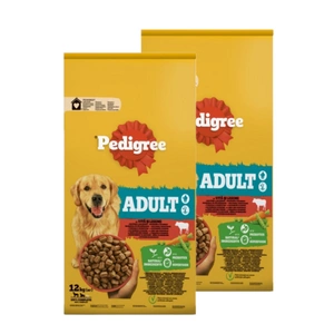 PEDIGREE® Adult 12 kg ar liellopu gaļu - sausa pilnvērtīga barība pieaugušiem lieliem un vidēja lieluma suņiem