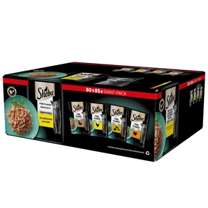 SHEBA maisiņi 80x85g Delikatese Mājputnu garšas - mitrā kaķu barība, želejā, ar pīli, ar vistu, ar mājputnu gaļu, ar tītaru, ar mājputnu gaļu
