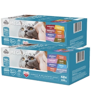 Frendi kaķu paciņas ar gaļas un zivju garšām želejā 48x100g