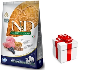 Farmina N&amp;D LAMB BLUEBERRY MEDIUM MAXI 12kg + STAIGMENA SUŅIEM