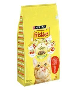 PURINA Friskies kaķu barība ar liellopu un vistas gaļu un dārzeņiem 10kg