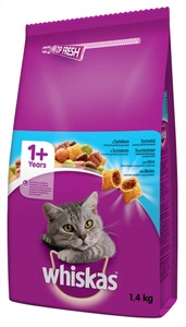 WHISKAS Adult 1,4kg - sausā kaķu barība ar tunci un dārzeņiem