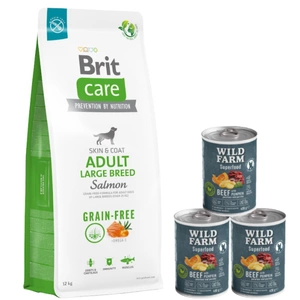BRIT CARE Dog Bez graudaugu produkti pieaugušajiem lielo šķirņu suņiem, laši 12kg