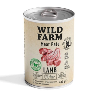 Wild Farm pastētes jēra gaļa 400g bez glutēna suņu barība