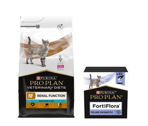 PURINA Veterinary PVD NF Nieru funkcija kaķis 5 kg + PURINA PVD FortiFlora Cat 30 paciņas