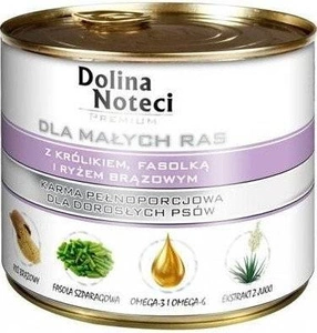 Dolina Noteci PREMIUM mazām šķirnēm ar trušiem, pupiņām un rīsiem 185g x6