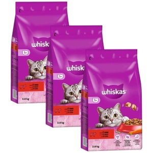 WHISKAS Adult 3,8 kg - sausa pilnvērtīga barība pieaugušiem kaķiem, ar gardu liellopu gaļu