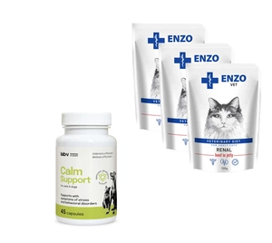 ENZO VET Renal ar liellopu gaļas želeju kaķiem 3x100g + LAB-V Renalis 45 kapsulasj