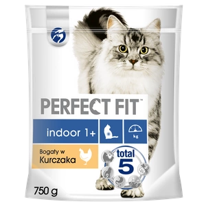 PERFECT FIT (Indoor 1+) 750g Vistas gaļas bagāta sausā barība kaķiem, kas dzīvo telpās