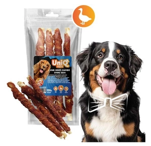 UNIQ PETS uzkodas suņiem 320g Garas liellopa gaļas ādas nūjiņas ar pīli 28cm