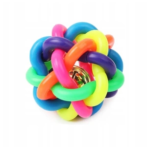 NUXIE Suņu rotaļlieta austas gumijas bumba ar zvaniņu 6cm