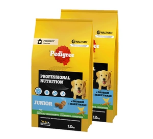PEDIGREE® Junior Professional Nutrition 12 kg ar mājputnu gaļu un dārzeņiem - sausā pilnvērtīgā barība lielo un vidējo šķirņu kucēniem
