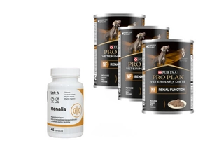 PURINA Veterinary PVD NF Renal Function 3x400g kanna + LAB-V Renalis 45 kapsulasj