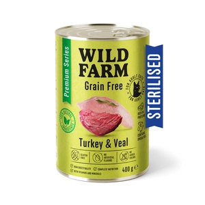 WILD FARM Premium Grain Free Turkey and Teal 400g - barība sterilizētiem kaķiem bez graudiem