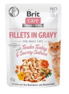 BRIT CARE Cat Pufs Filejas mērcē ar maigu tītaru un pikantu lasi 85g