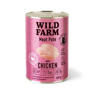 WILD FARM Paēte ar vistas gaļu 400g - bezglutēna barība kaķiem