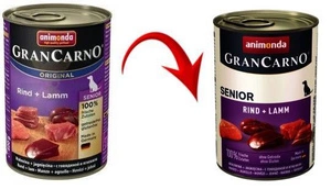 ANIMONDA GranCarno Senior garša: liellopu un jēra gaļa 400g x12