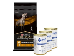 PURINA Veterinary PVD NF Renal Function 12kg + ENZO VET Nieru diēta su liellopu gaļu suņiem 3x400g