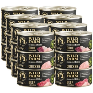 WILD FARM Fillets Duck&Chicken 70g - mitrā kaķu barība bez graudiem, fileja buljonā