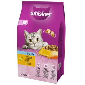 WHISKAS Sterile 14kg - sausā barība kaķiem pēc sterilizācijas ar vistas gaļu