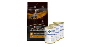 PURINA Veterinary PVD NF Renal Function 3kg + ENZO VET Nieru diēta su liellopu gaļu suņiem 3x400g