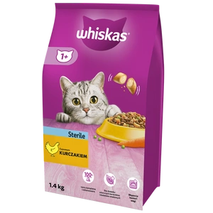 WHISKAS Sterile 3,8 kg - sausā barība pieaugušiem kaķiem pēc kastrācijas, ar gardu vistas gaļu