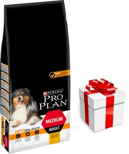 Purina Pro Plan Medium Adult Optibalance, vistas gaļa un rīsi 14kg + suņu zīmogs