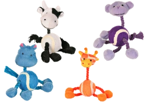 TRIXIE Rotaļlieta ar bumbiņu un aukliņām dzīvnieku formā - 16cm