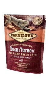 CARNILOVE Cat Duck & Turkey Lielu šķirņu kaķiem 400g