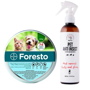 BAYER Foresto apkakle kaķiem un suņiem līdz 8 kg + PETS ANTI INSECT 250ml