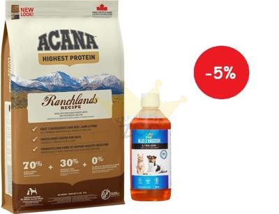 ACANA REGIONALS Ranchlands Dog 11,4kg + LAB V Laša eļļa suņiem un kaķiem 500ml