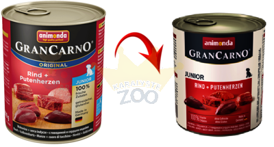 ANIMONDA GranCarno Junior garša: liellopa + tītara sirdis 800g x12