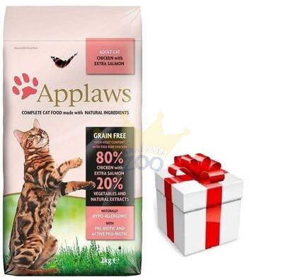 "Applaws Adult Chicken with Extra Salmon" sausā kaķu barība 2kg + STAGMENA KATEI