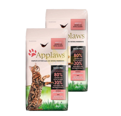 Applaws Adult Chicken with Extra Salmon sausā kaķu barība 2x2kg