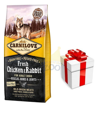 Carnilove Fresh Chicken Rabbit Adult 12 kg + pārsteigums sunim