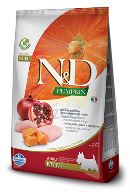 Farmina N&amp;D Pumpkin Grain Free suņu VISLA UN POMEGRANĀTS ADULT MINI 2,5kg