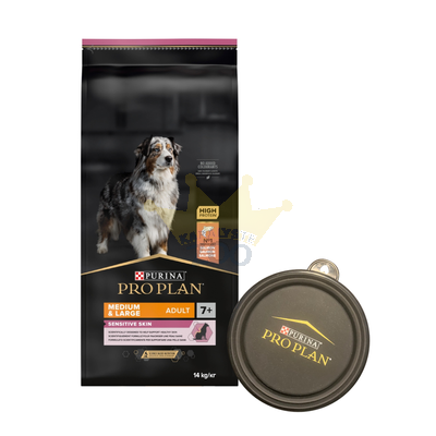 Purina Pro Plan Medium & Large 7+ Sensitive Optiderma, laši un rīsi 14kg