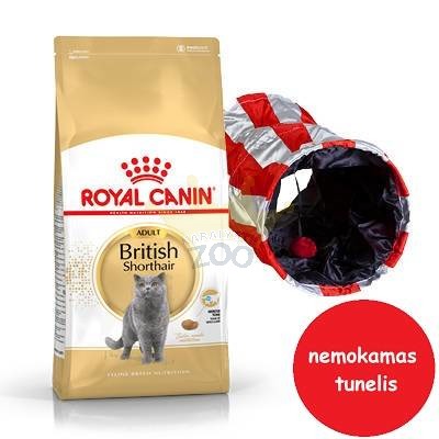 ROYAL CANIN Britu īsspalvainais kaķis 10kg + ROYAL CANIN kaķu tunelis