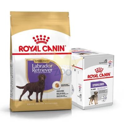 ROYAL CANIN Labradors Retrīvers pieaugušais sterilizēts 12 kg + mitrā barība BEZMAKSAS!