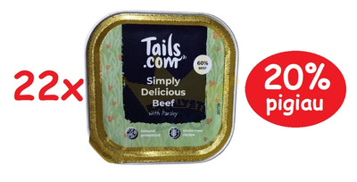 Tails.com Simply Delicious liellopu gaļa ar pētersīļiem bez graudaugiem 22x150g - 20% IZSLĒGTS
